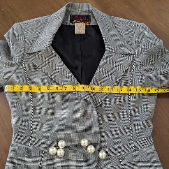 Vintage blazer pearls black white - Picture 6 of 8